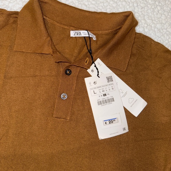 Zara Camel Polo Shirt - Picture 2 of 4